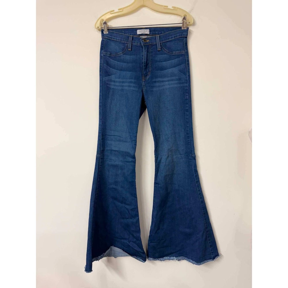 Judy Blue High Waist Flare Jeans Medium‎ Wash Frayed Hem 8396 Size 9/29